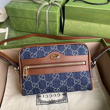 GUCCI Ophidia mini bag Denim Blue and Ivory GG 517350 17.5cm