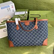 Gucci Ophidia GG medium tote Denim Blue and Ivory GG 631685 38cm  - 1