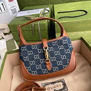 GUCCI Jackie 1961 mini shoulder bag Denim Blue and Ivory GG 637092 19cm - 1