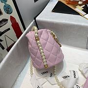 CHANEL MINI BUCKET BAG Calfskin, Imitation Pearls Light Pink AS2529 12cm - 2
