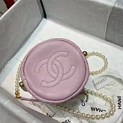 CHANEL MINI BUCKET BAG Calfskin, Imitation Pearls Light Pink AS2529 12cm - 3