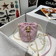 CHANEL MINI BUCKET BAG Calfskin, Imitation Pearls Light Pink AS2529 12cm - 4