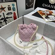 CHANEL MINI BUCKET BAG Calfskin, Imitation Pearls Light Pink AS2529 12cm - 5