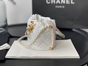 CHANEL MINI BUCKET BAG Calfskin, Imitation Pearls White AS2529 12cm - 2
