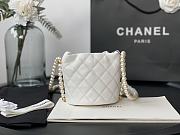 CHANEL MINI BUCKET BAG Calfskin, Imitation Pearls White AS2529 12cm - 3