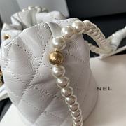 CHANEL MINI BUCKET BAG Calfskin, Imitation Pearls White AS2529 12cm - 4