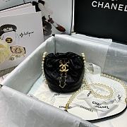 Chanel About Pearls Bucket Bag Quilted Calfskin Mini Black