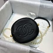 CHANEL MINI BUCKET BAG Calfskin, Imitation Pearls Black AS2529 12cm  - 4