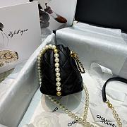 CHANEL MINI BUCKET BAG Calfskin, Imitation Pearls Black AS2529 12cm  - 5