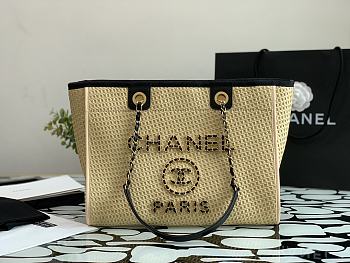 CHANEL Woven Beach Bag Sand 38cm