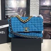 CHANEL 19 Handbag Tweeds Blue & Ecru AS1160 30cm - 1