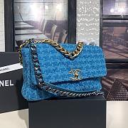 CHANEL 19 Handbag Tweeds Blue & Ecru AS1160 30cm - 6