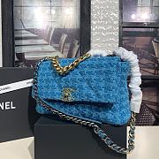 CHANEL 19 Handbag Tweeds Blue & Ecru AS1160 30cm - 3