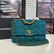 CHANEL 19 Handbag Tweeds Mallard Green & Ecru AS1160 25cm - 1