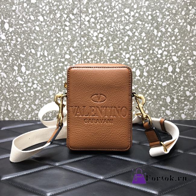 VALENTINO Garavani Dark vintage gold tone Zipper Brown 0954# 16cm - 1
