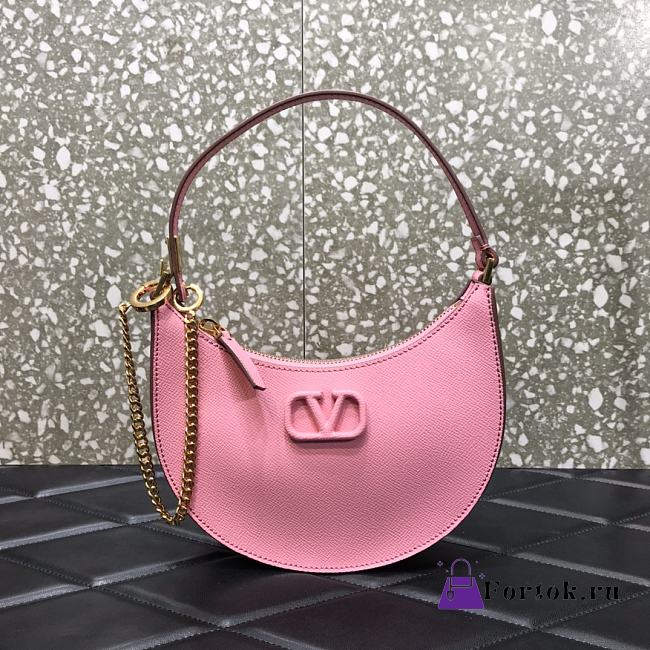 VALENTINO Garavani Mini Vlogo Hobo Bag Pink 0707# 20cm - 1