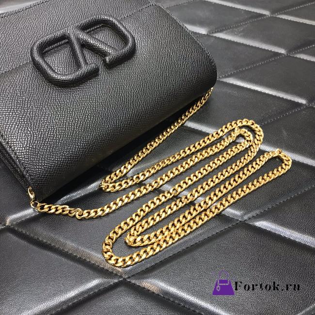VALENTINO Garavani VRING chain wallet Black 069# 17.5cm - 1