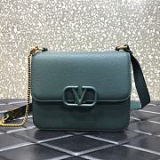VALENTINO Palm-print cowhide V-shaped Mallard Green 0808# 22cm - 1