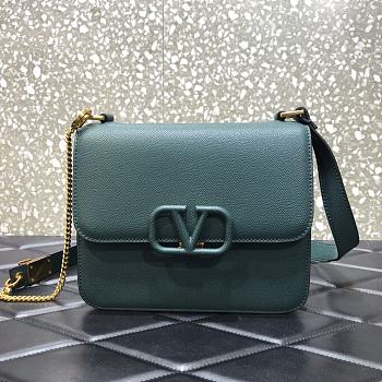 VALENTINO Palm-print cowhide V-shaped Mallard Green 0808# 22cm