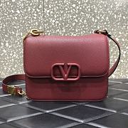 VALENTINO Palm-print cowhide V-shaped Red Wine 0808# 22cm - 1