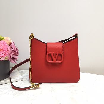 VALENTINO VSing Shoulder Bag Red 0802# 24cm