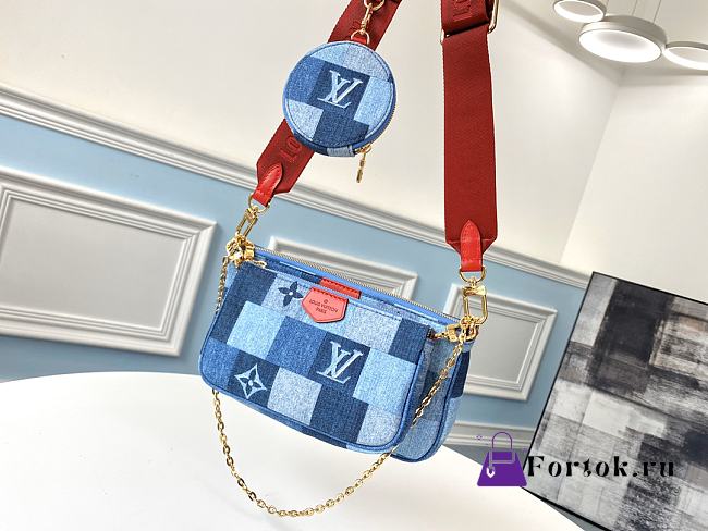 LOUIS VUITTON Multi Pochette Accessories Denim Canvas M44990 24cm - 1