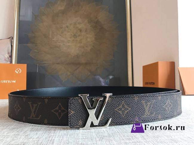 LOUIS VUITTON Belt Brown Monogram Silver Buckle 40mm - 1
