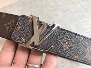LOUIS VUITTON Belt Brown Monogram Silver Buckle 40mm - 4