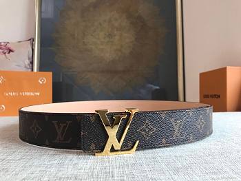 LOUIS VUITTON Belt Brown Monogram Golden Buckle 40mm