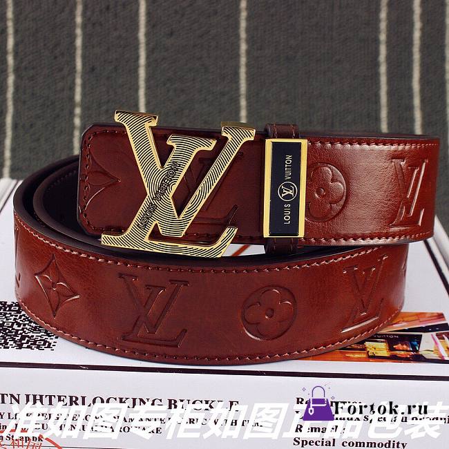 LOUIS VUITTON Belt Layer Cowhide Golden Buckle 38mm - 1