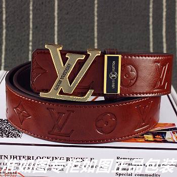 LOUIS VUITTON Belt Layer Cowhide Golden Buckle 38mm