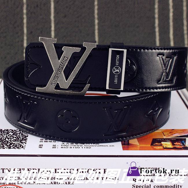 LOUIS VUITTON Belt Layer Cowhide Silver Buckle 38mm - 1