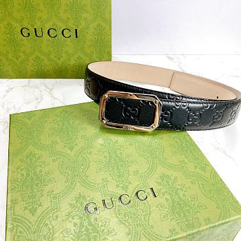 Gucci Black Belt Silver Buckle 403941 35mm