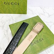 Gucci Black Belt Silver Buckle 403941 35mm - 2