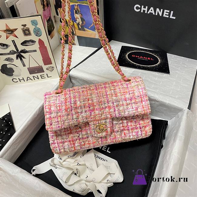 CHANEL Classic Tweeds Handbag Multicolor Pink 25.5cm - 1