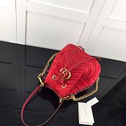 GUCCI GG Marmont Velvet  Bucket Bag Red 525081 22cm - 3
