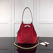 GUCCI GG Marmont Velvet  Bucket Bag Red 525081 22cm - 4