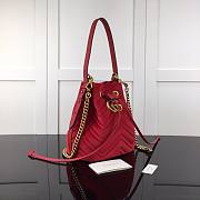 GUCCI GG Marmont Velvet  Bucket Bag Red 525081 22cm - 5