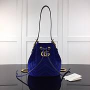 GUCCI GG Marmont Velvet Bucket Bag Blue 525081 22cm - 1