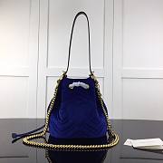 GUCCI GG Marmont Velvet Bucket Bag Blue 525081 22cm - 6