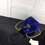 GUCCI GG Marmont Velvet Bucket Bag Blue 525081 22cm - 5