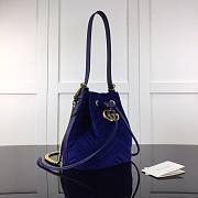 GUCCI GG Marmont Velvet Bucket Bag Blue 525081 22cm - 2