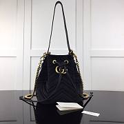 GUCCI GG Marmont Velvet Bucket Bag Black 525081 22cm - 1