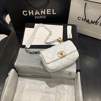 CHANEL 19 Handbag Soft Goatskin Small White AS1163 20cm