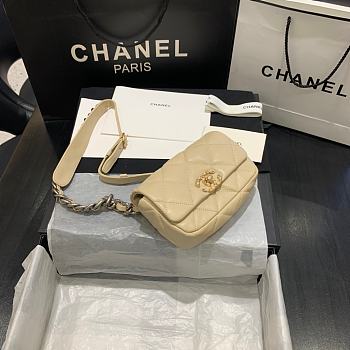 CHANEL 19 Handbag Soft Goatskin Small Apricot AS1163 20cm 