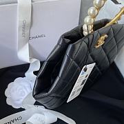 CHANEL Clutch Lambskin Artificial Pearl Top Handle Bag Black AS2609 30cm - 6