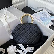 CHANEL Clutch Lambskin Artificial Pearl Top Handle Bag Black AS2609 30cm - 5