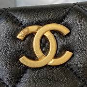 CHANEL Clutch Lambskin Artificial Pearl Top Handle Bag Black AS2609 30cm - 2