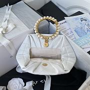 CHANEL Clutch Lambskin Artificial Pearl Top Handle Bag White AS2609 30cm - 6