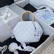 CHANEL Clutch Lambskin Artificial Pearl Top Handle Bag White AS2609 30cm - 5